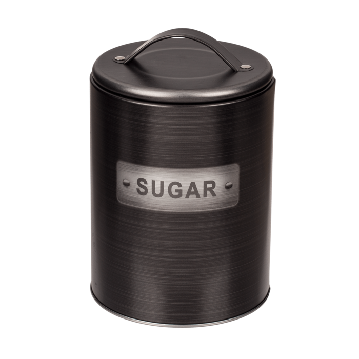 Schwarze, runde Metall-Dose, Coffee, Tea &