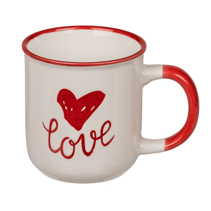 New Bone China-Becher mit rotem Herz, Love &