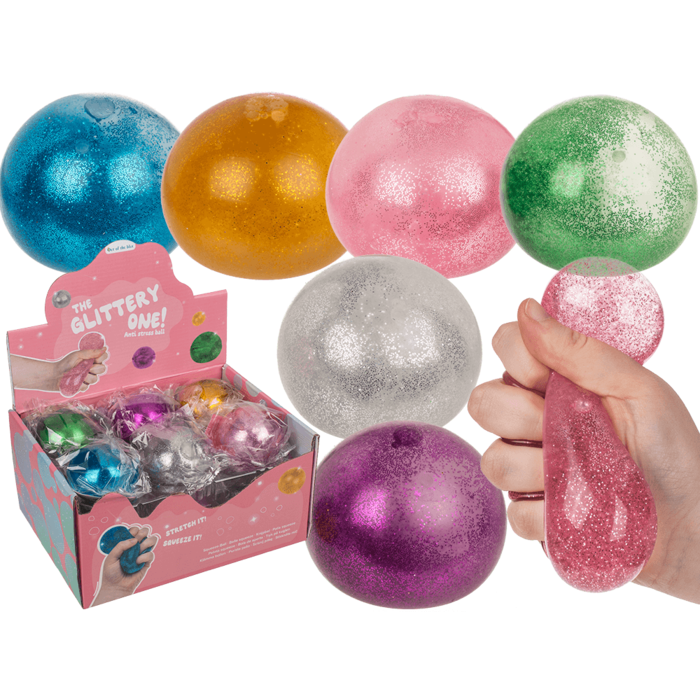Squeeze-Wasserball mit Glitzer, ca. 7 cm,
