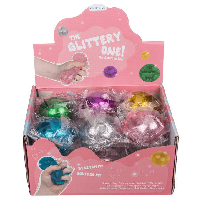 Squeeze-Wasserball mit Glitzer, ca. 7 cm,