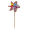 Bunte Windmühle mit Blumen, ca. 17 cm,