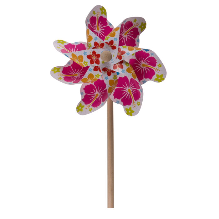 Bunte Windmühle mit Blumen, ca. 17 cm,