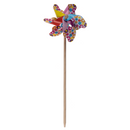 Bunte Windmühle mit Blumen, ca. 17 cm,