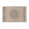 Weiß/naturfarbenes Holz-Tablett, Mandala,