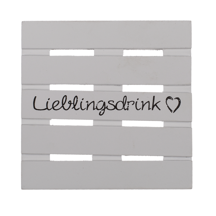 Weißer Holz-Untersetzer, Lieblingsdrink,