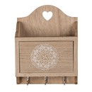 Naturfarbener Holz-Schlüsselkasten mit 3 Haken &
