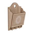 Naturfarbener Holz-Schlüsselkasten mit 3 Haken &