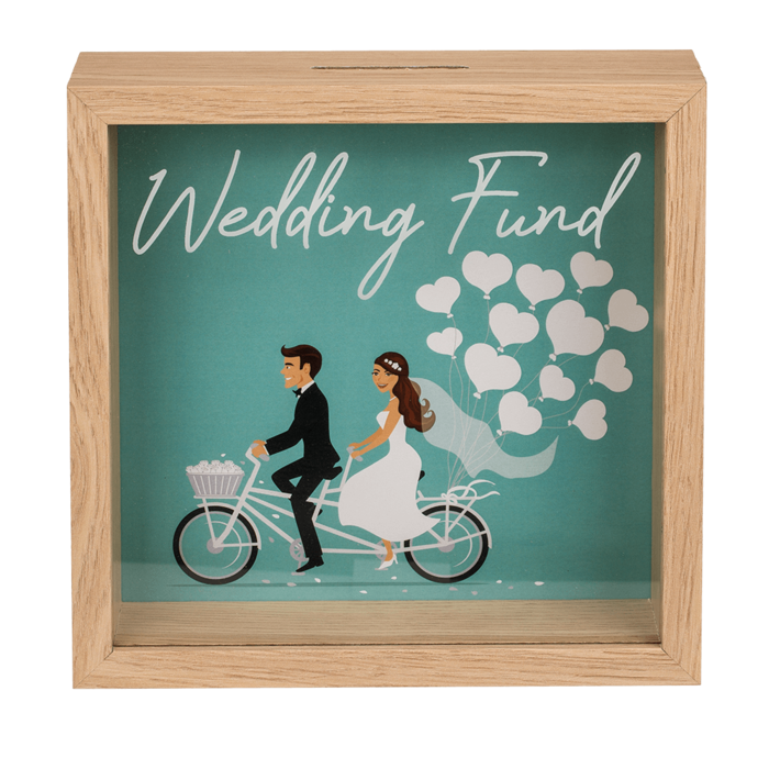 Holz-Spardose, Hochzeitskasse, im Rahmen