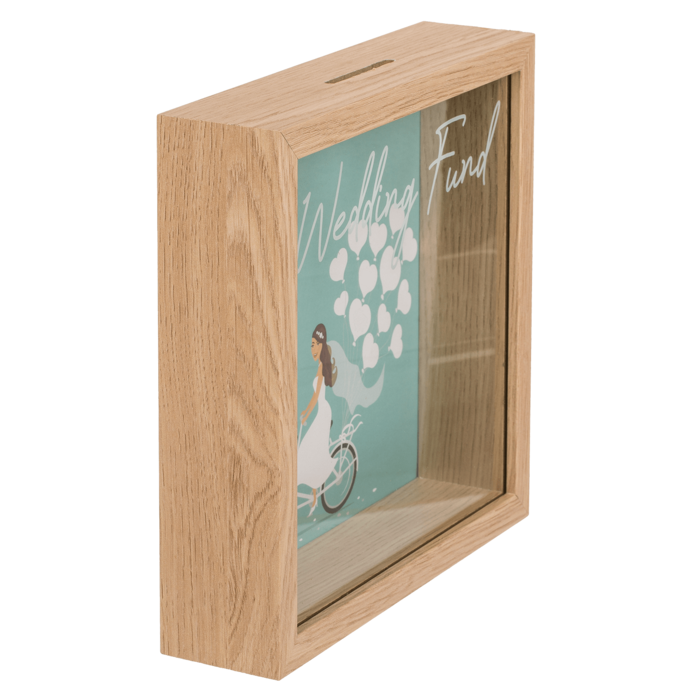 Holz-Spardose, Hochzeitskasse, im Rahmen