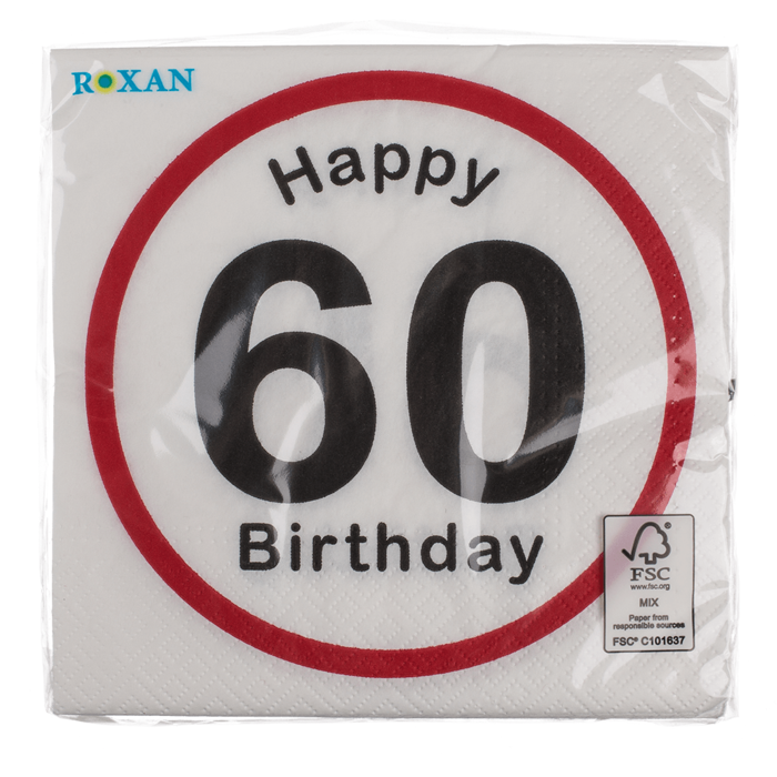 Papier-Servietten, Happy Birthday - 60,