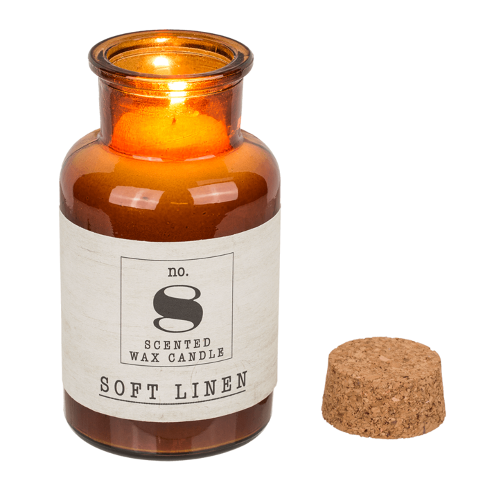 Duftkerze (Soft Linen) im Apothekerglas,