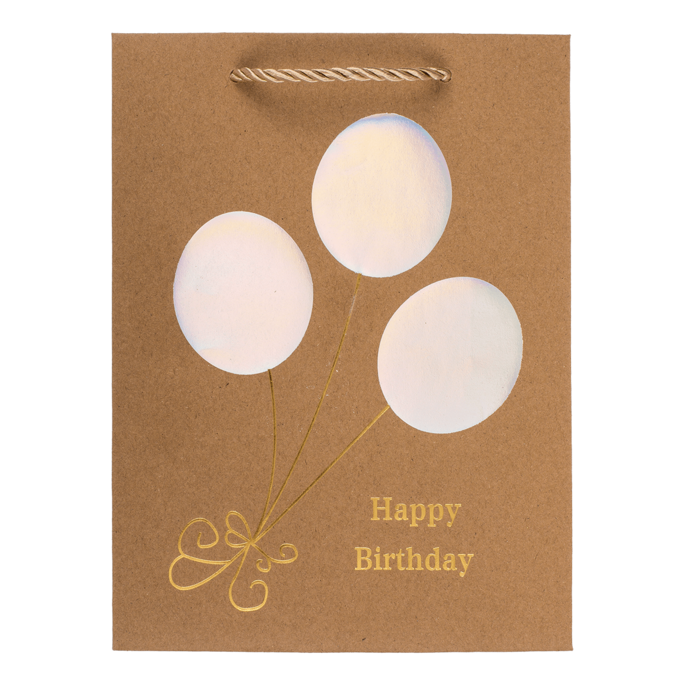 Kraftpapier-Geschenktüte, Happy Birthday,