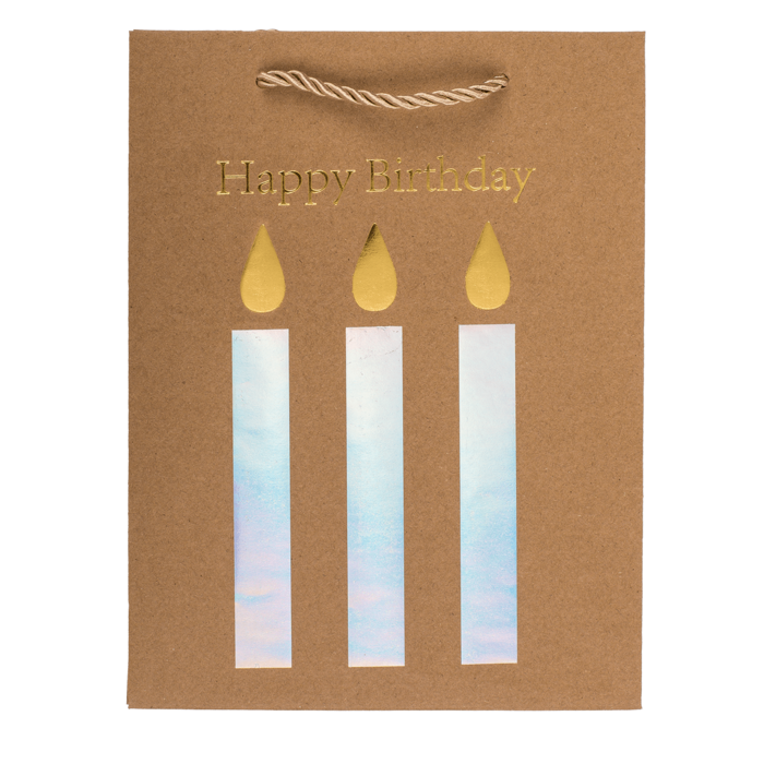 Kraftpapier-Geschenktüte, Happy Birthday,