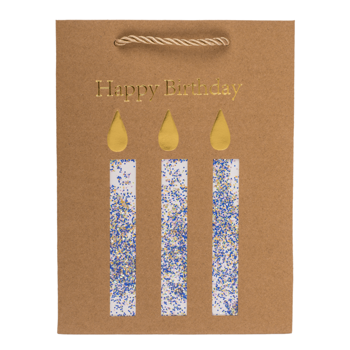 Kraftpapier-Geschenktüte, Happy Birthday,