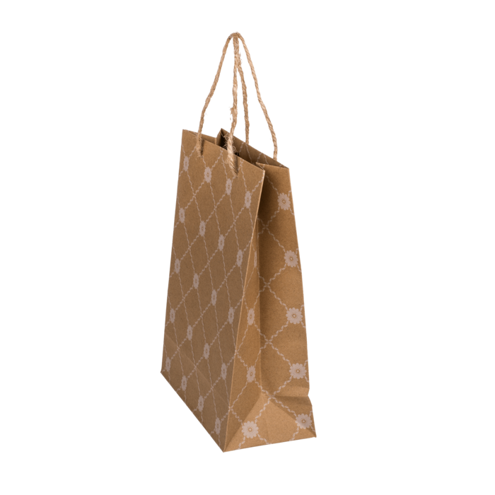 Kraftpapier-Geschenktüte, mit Blumenverzierung,