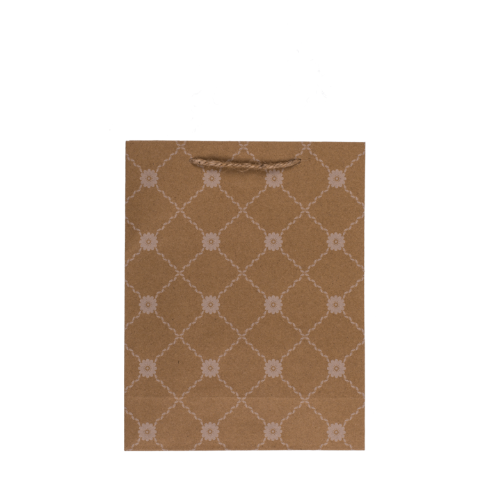 Kraftpapier-Geschenktüte, mit Blumenverzierung,
