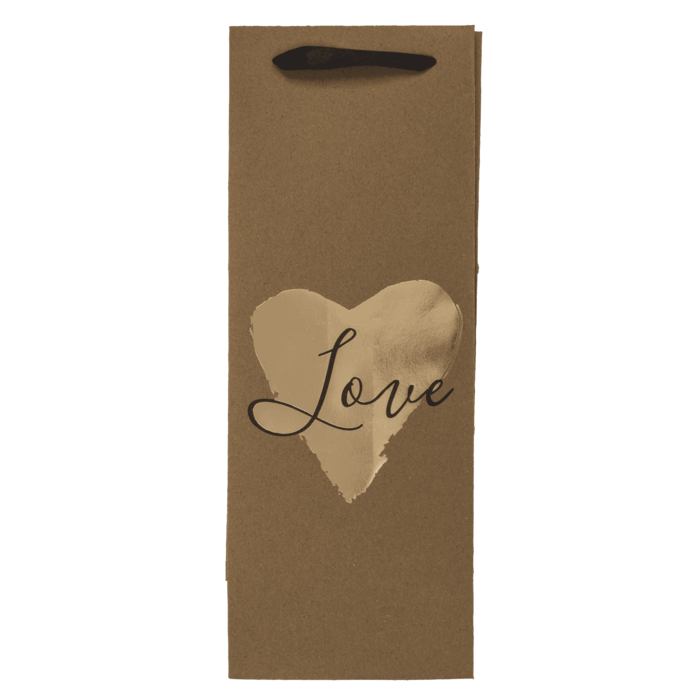 Weinflaschen-Kraftpapier Geschenktüte, Herzen,