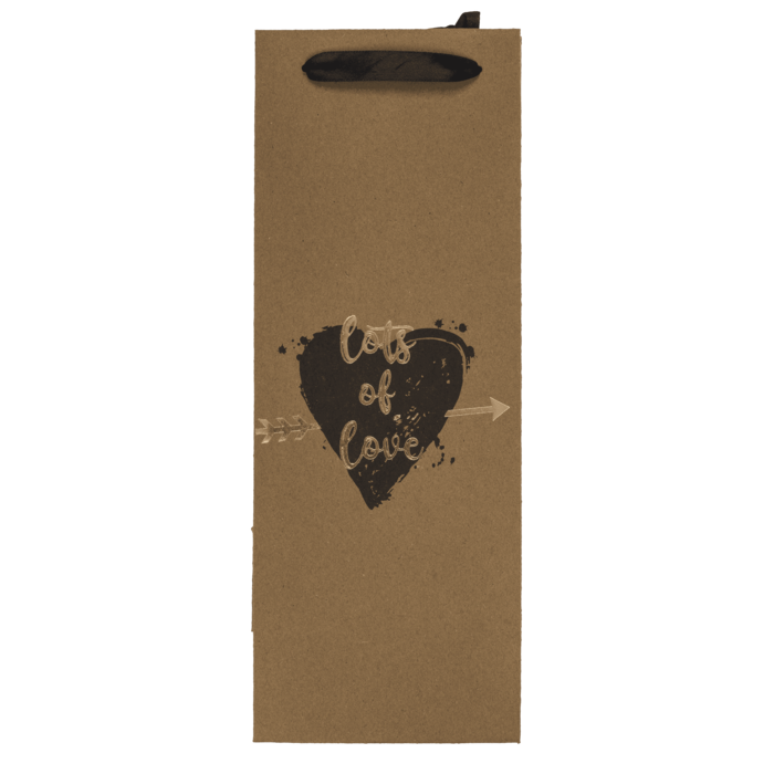 Weinflaschen-Kraftpapier Geschenktüte, Herzen,