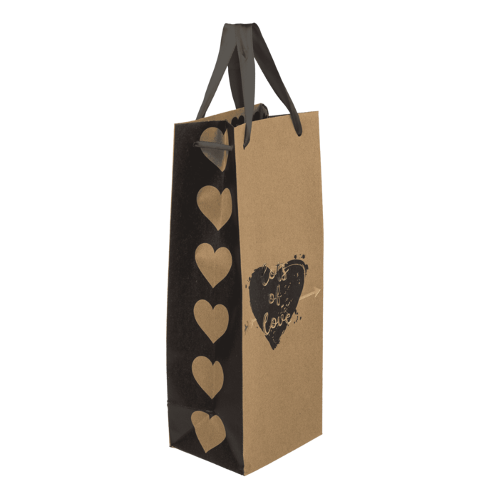 Weinflaschen-Kraftpapier Geschenktüte, Herzen,