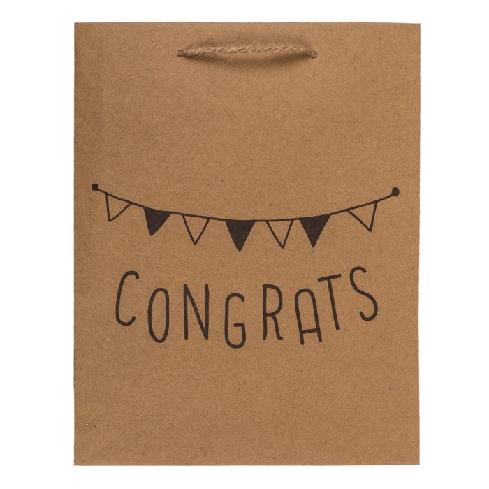 Kraftpapier-Geschenktüte, For you, Congrats,