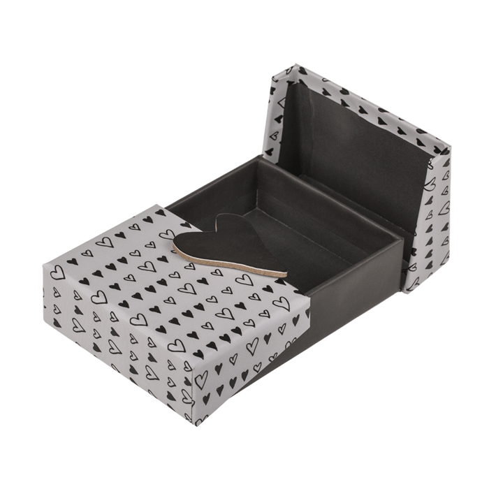 Schwarz/weiße Überraschungsbox, Herz,