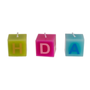 Farbiger Kerzenblock mit Schrift, Happy Birthday,