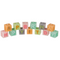 Pastellfarbiger Kerzenblock mit Schrift,