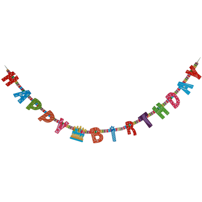 Papier-Girlande, Happy Birthday, L: ca. 1,55 m,