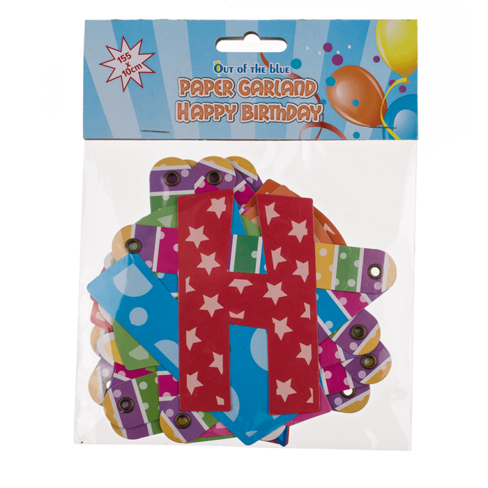 Papier-Girlande, Happy Birthday, L: ca. 1,55 m,