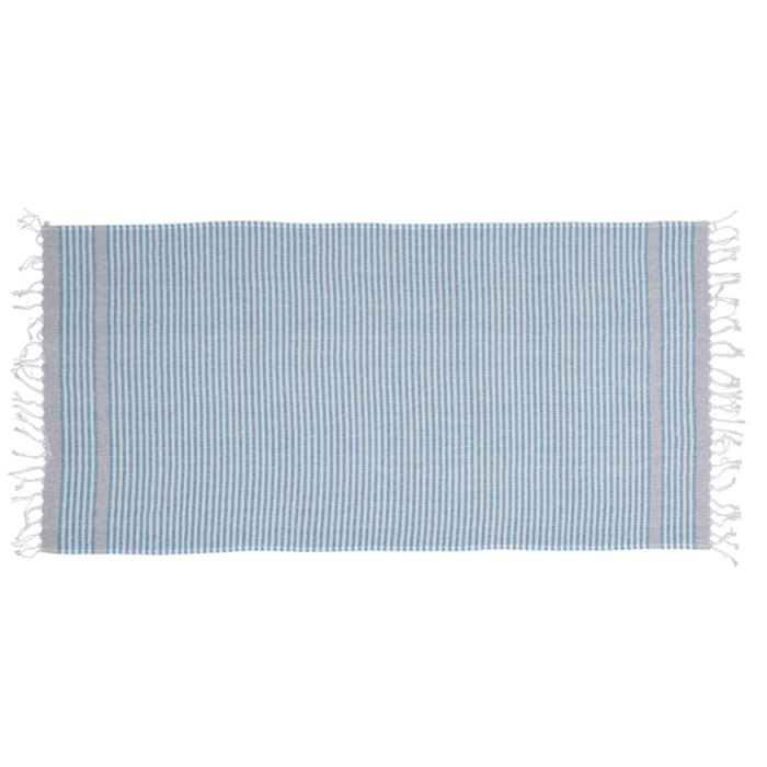 Weiß/blaues Fouta-Hamamtuch (für Sauna & Strand)