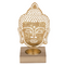 Goldener Metall-Teelichthalter mit Holzfuss,