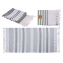 Weiß/grünes Fouta-Hamamtuch (für Sauna & Strand)