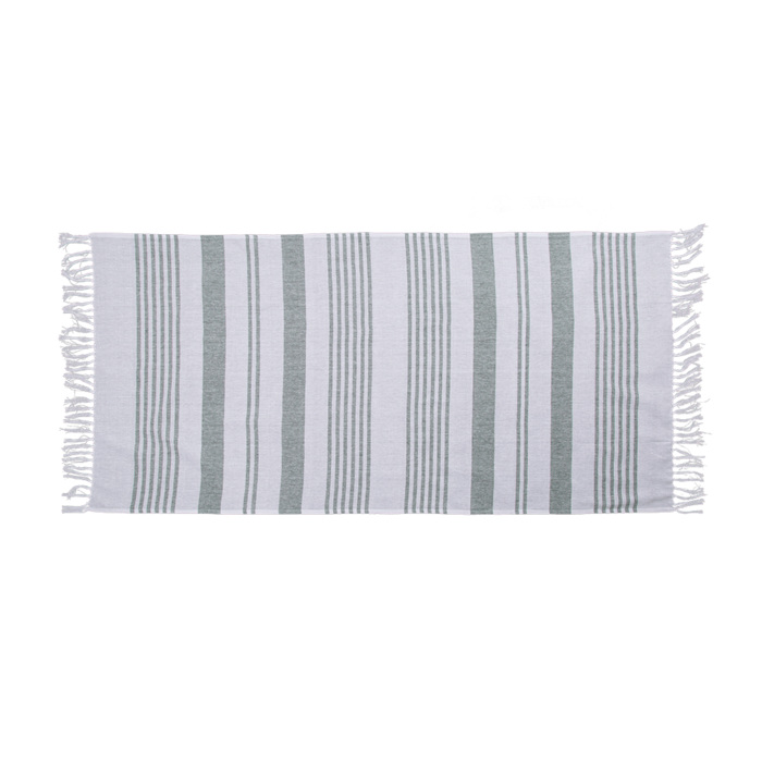 Weiß/grünes Fouta-Hamamtuch (für Sauna & Strand)