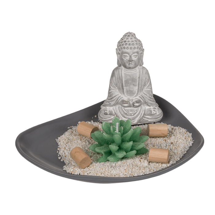 Grauer Holz-Teller, ca. 20 x 16 cm, mit Deko-Sand,