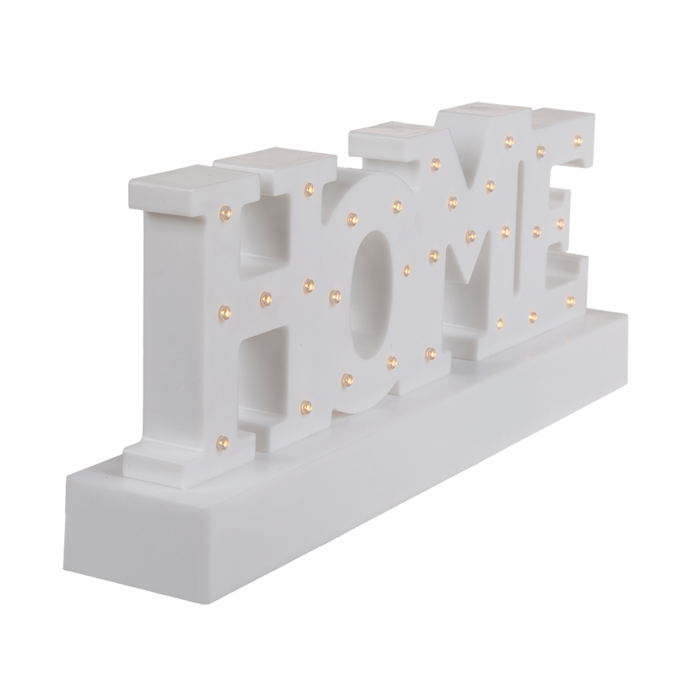 Weißer Schriftzug, Home, mit 28 warmweißen LED,