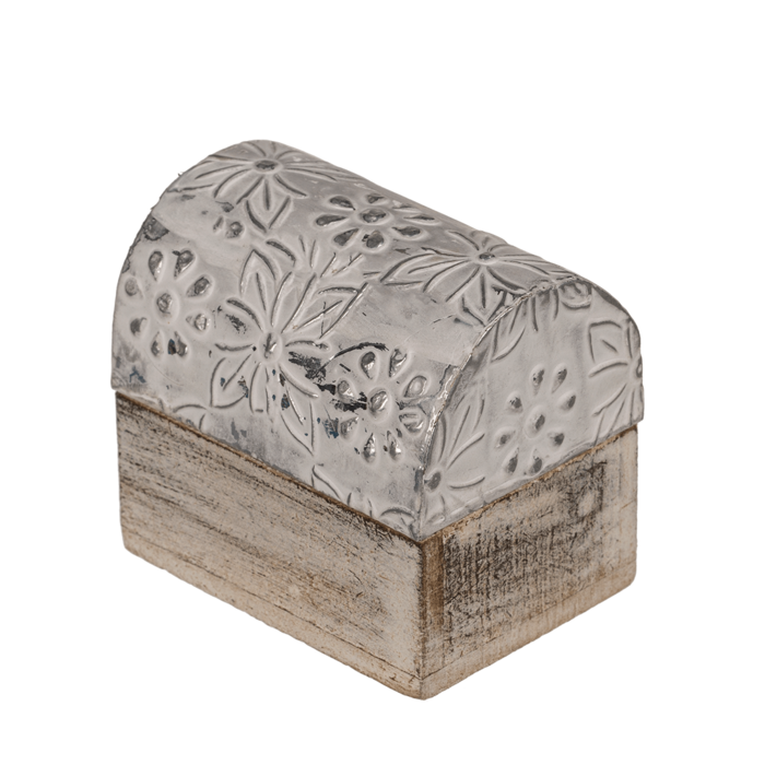 Naturfarbene Holz-Schmucktruhe mit goldenem