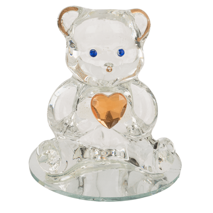 Glasbär mit Herz, ca. 4,5 cm,