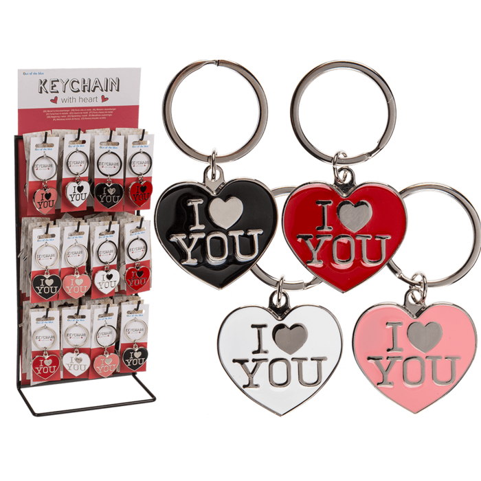 Metall-Schlüsselanhänger, Herz mit I love you,