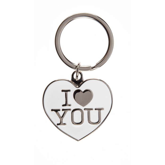 Metall-Schlüsselanhänger, Herz mit I love you,