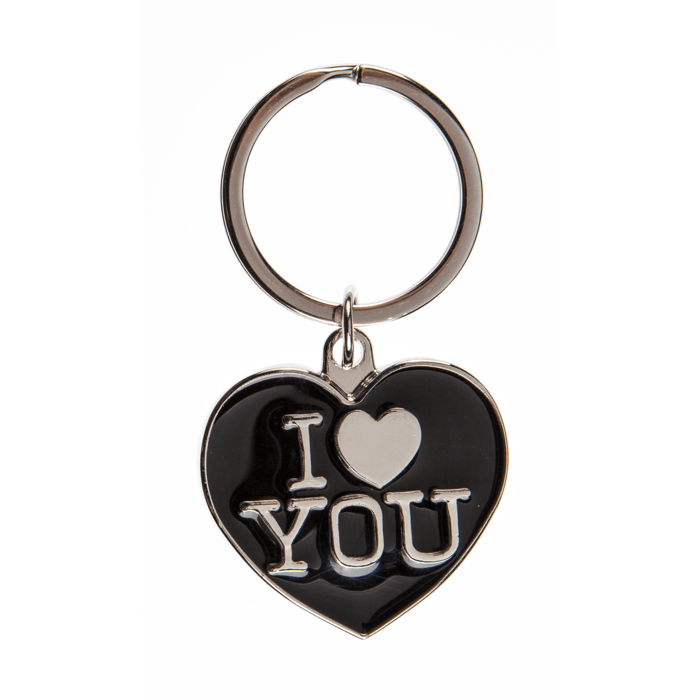 Metall-Schlüsselanhänger, Herz mit I love you,