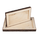 Holz-Tablett mit Baumrinde, 2er Set,