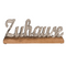 Silberfarbener Schriftzug, Zuhause,