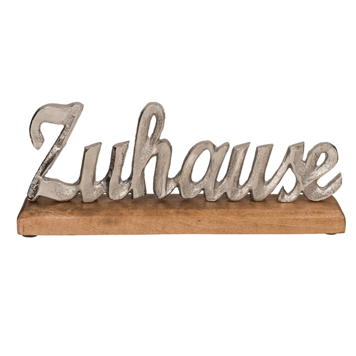 Silberfarbener Schriftzug, Zuhause,