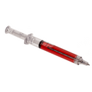 Kugelschreiber, Spritze mit roter Flüssigkeit,