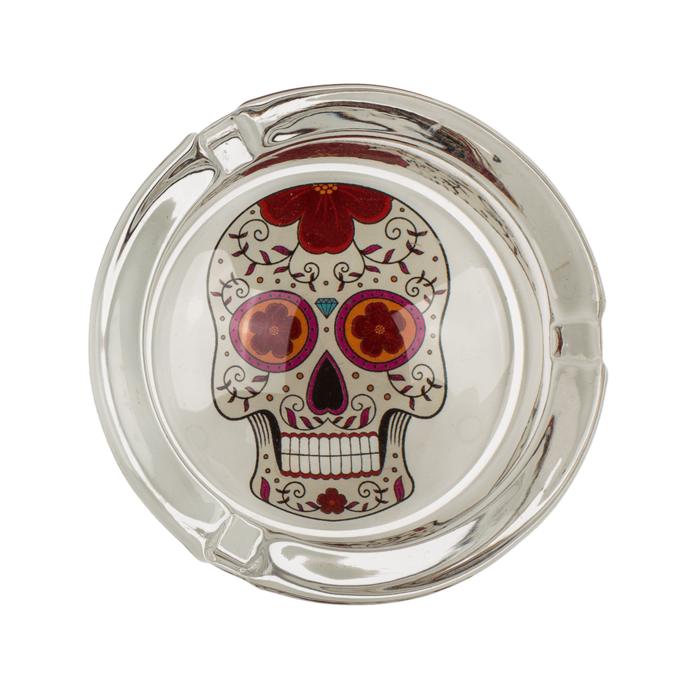 Glas-Aschenbecher, Coloured Skull, ca. 8 x 4 cm,