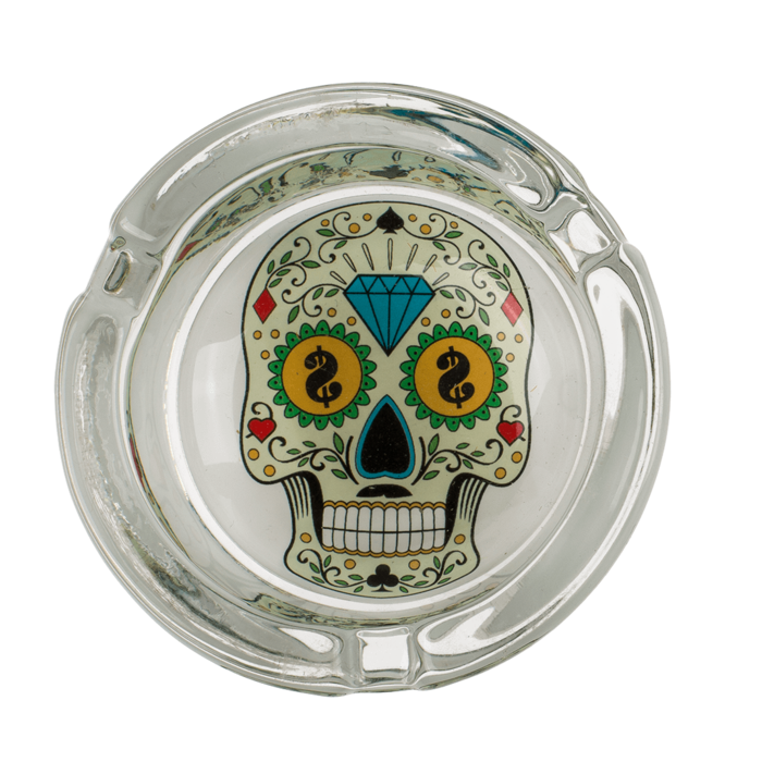 Glas-Aschenbecher, Coloured Skull, ca. 8 x 4 cm,