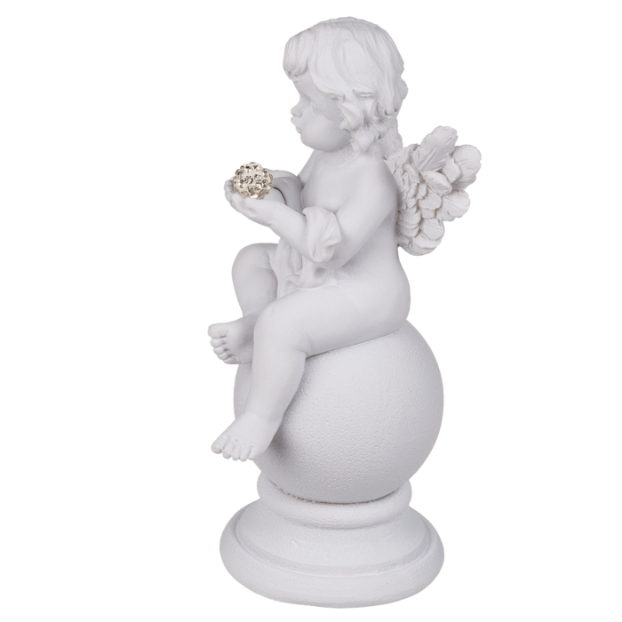 Sitzender Polyresin-Engel mit Kristalldeko