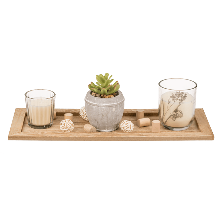 Naturfarbenes Holz-Tablett, ca. 36 x 14 cm,