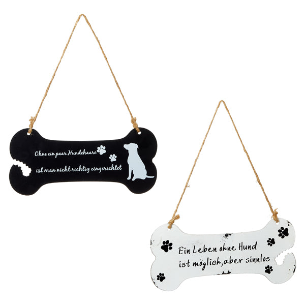 Schild in Knochenform, Hundesprüche, 2/s, ca. 25cmB