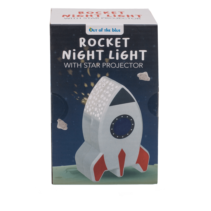Nachttischleuchte mit Sternenprojektor, Rakete,